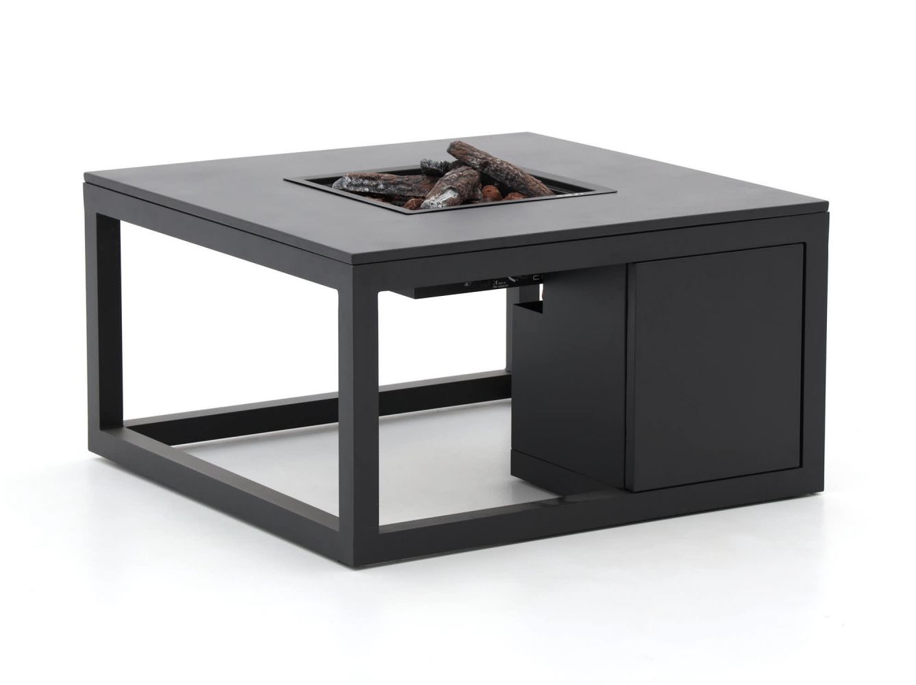 Cosiloft Lounge vuurtafel 100 zwart frame en zwart alu top (excl. glas)