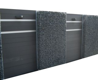 Composiet schutting met schanskorven