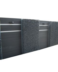 Composiet schutting met schanskorven