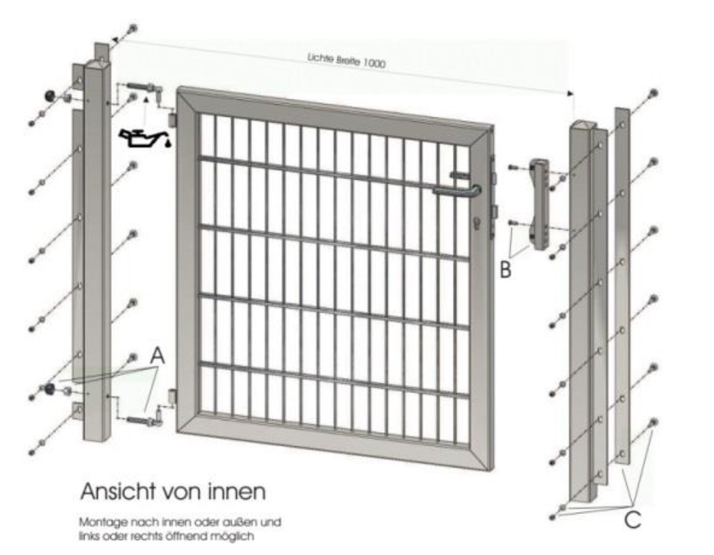 Verzinkte Tuinpoort 1 meter breed