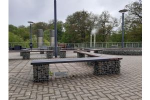 Steenkorvenbank – Schanskorf tuinbanken. Steenkorvenbank