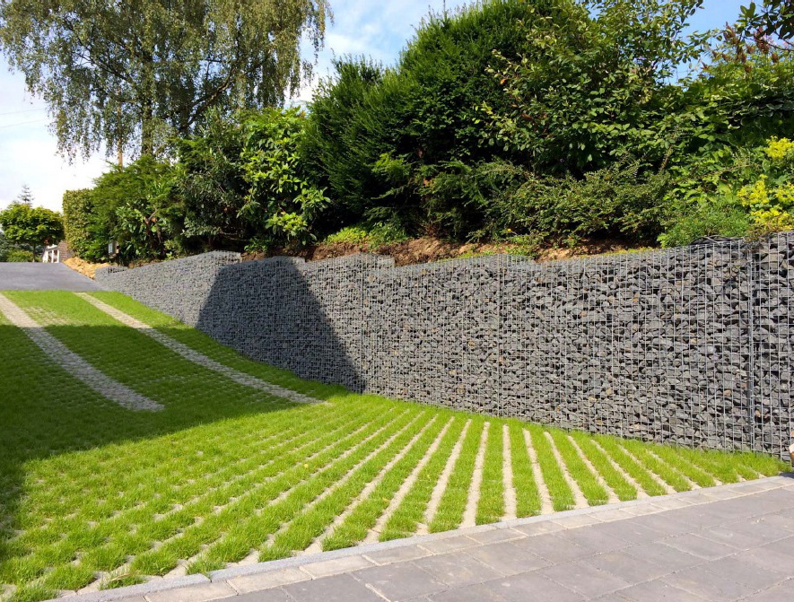Duurzame schanskorf van basalt-breuksteen